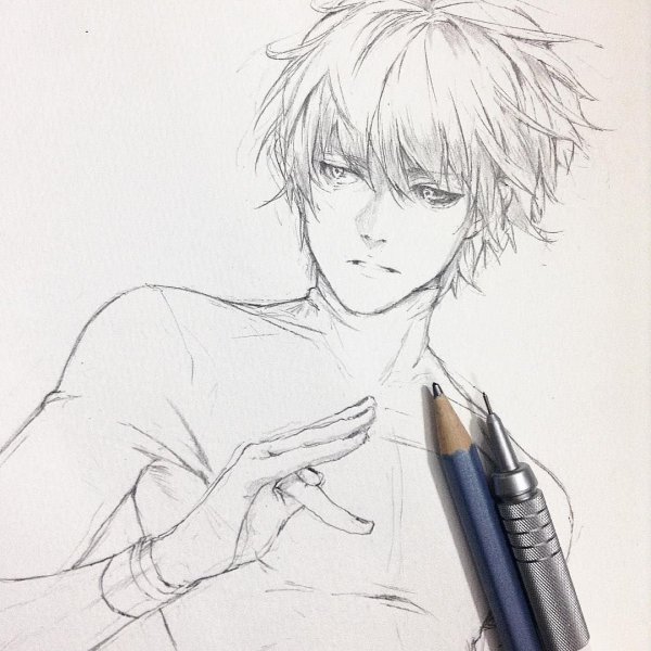 Скетчи аниме парней