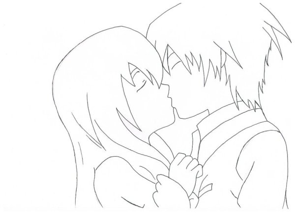 Аниме поцелуй карандашом