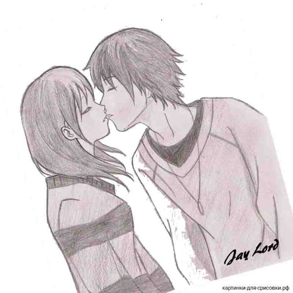 Красивая пара аниме для срисовки