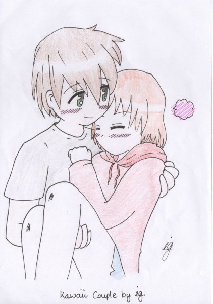 Аниме пары карандашом