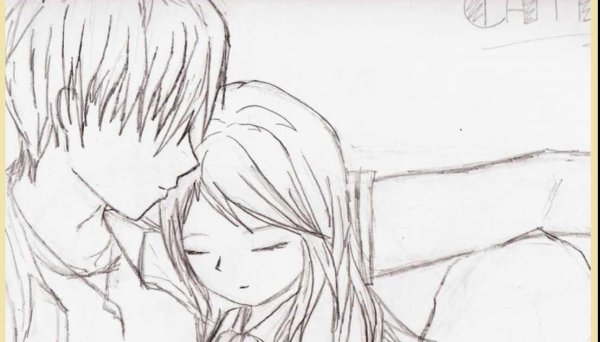 Аниме пара карандашом