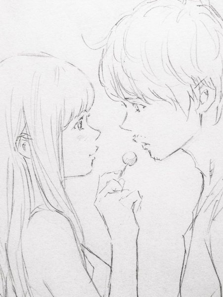 Аниме пары карандашом
