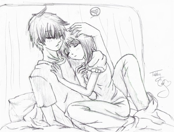 Аниме романтика карандашом