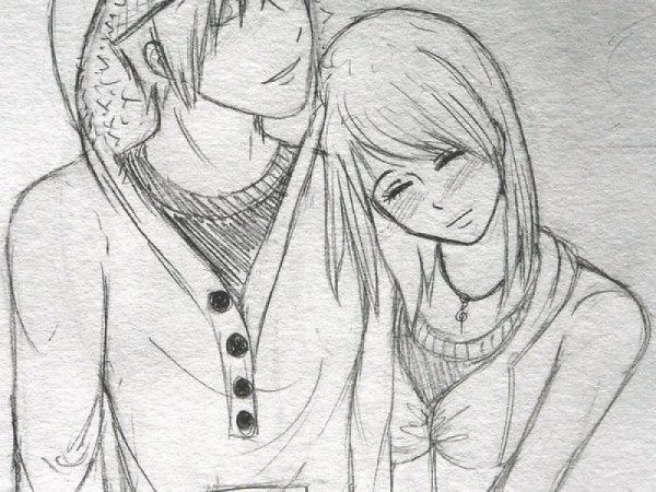 Аниме парень и девушка для срисовки карандашом