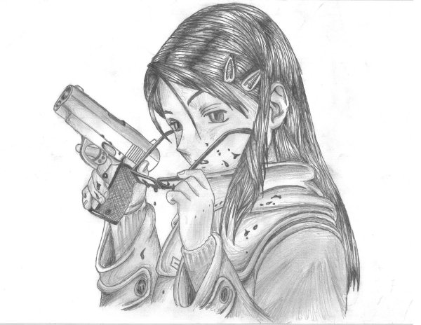 Девочка с пистолетом рисунок