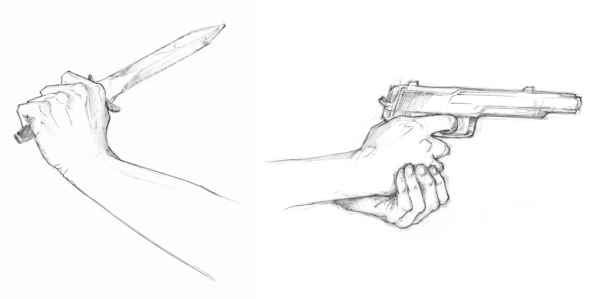 Позы для рисования с пистолетом