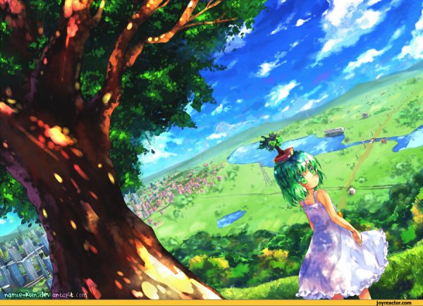 Аниме пейзаж с деревом