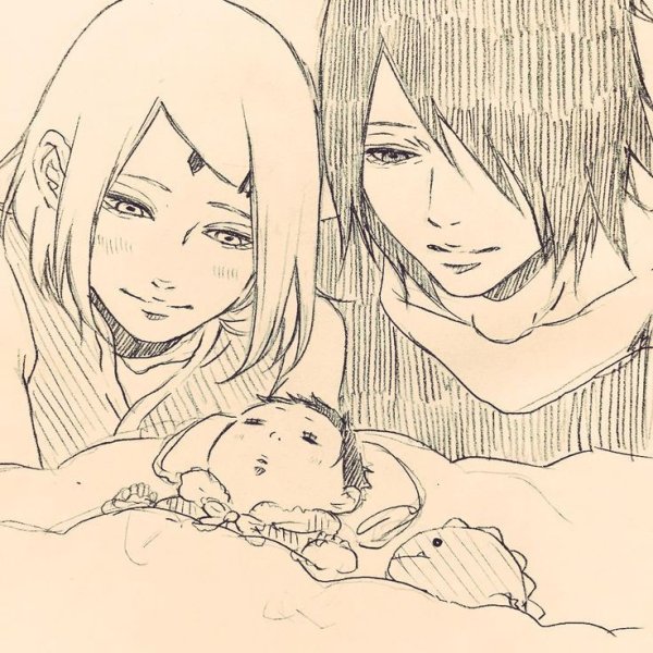 Рисунок семьи в стиле аниме