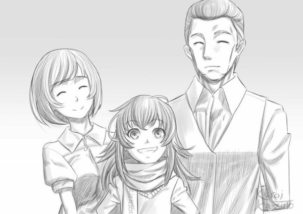 Скетч семьи аниме