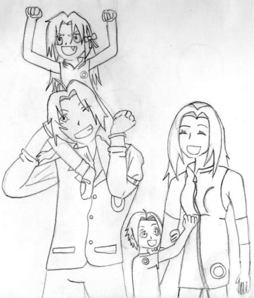 Рисунок моя семья аниме