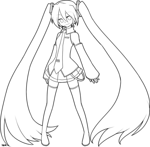 Раскраска аниме Хацунэ Мику