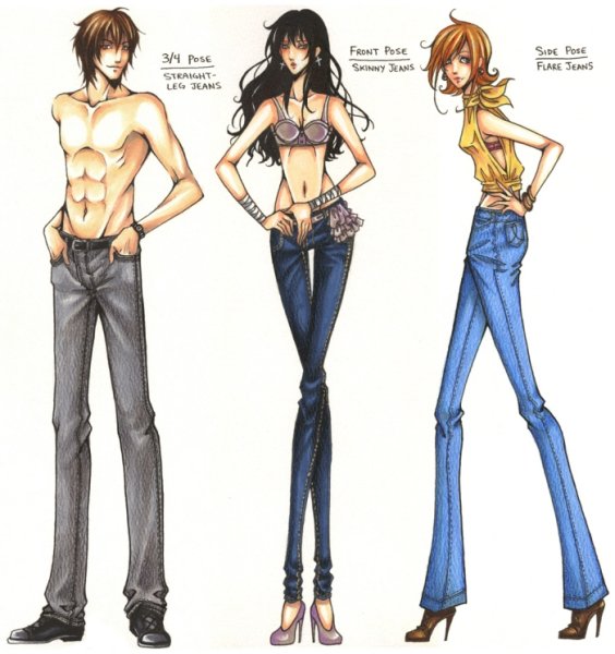 Джинсы в аниме стиле
