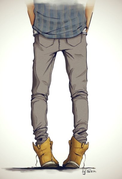 Аниме парень в джинсах