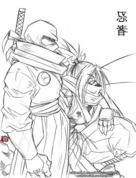 Самурай набросок карандашом