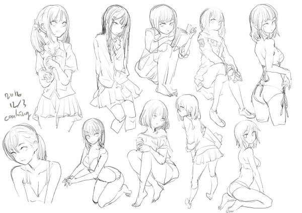 Скетчи для рисования аниме