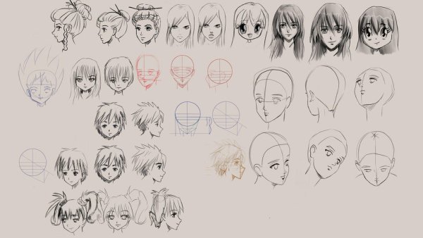 Рисование головы в аниме стиле