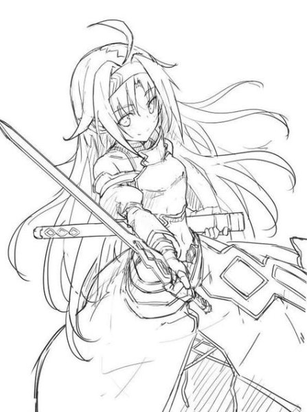 Девушка с мечом раскраска