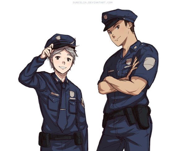 Рин Мацуока в костюме полицейского
