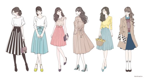 Эскиз повседневной одежды для девушек