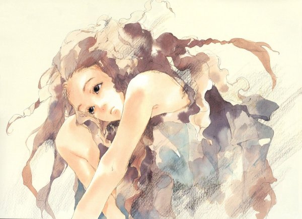 Аниме девушка акварелью
