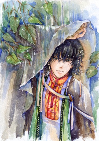 Аниме персонажи акварелью