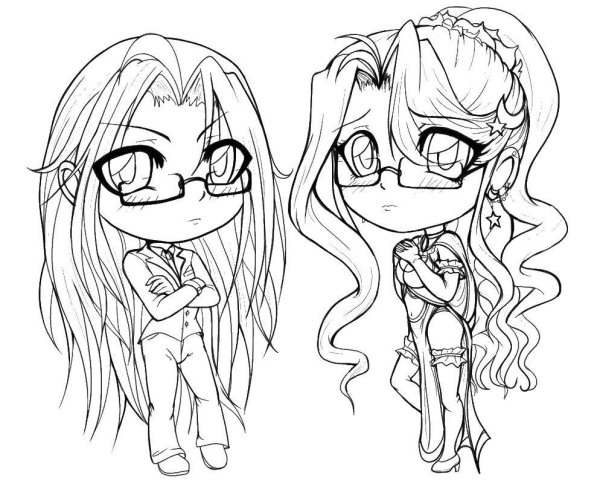 Раскраски девушки Чиби