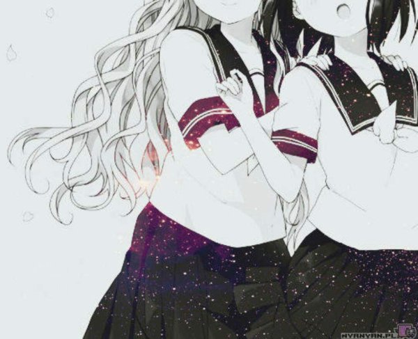 Аниме лучшие подруги с белыми и темными волосами
