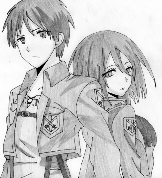 Атака титанов Микаса для срисовки