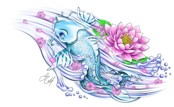 Татуировки рыбы эскизы цветные