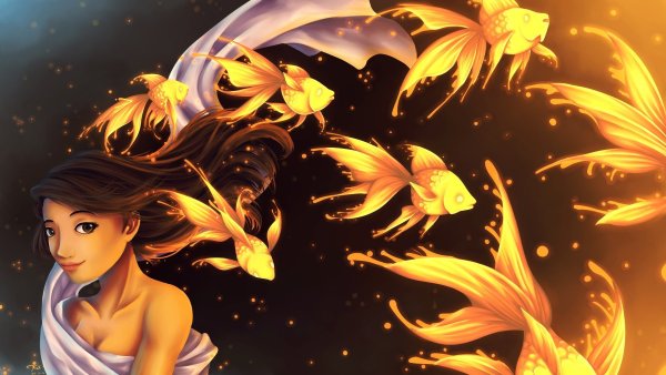 Девушка с золотой рыбкой