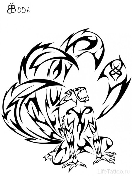 Эскиз тату Наруто и курама