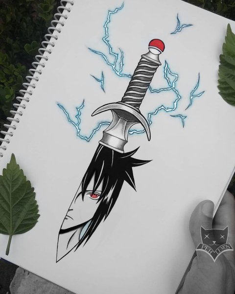 Саске Учиха с кунаем