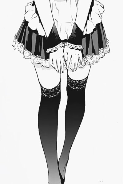 Аниме чулки черно белое