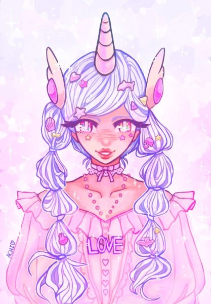 Девушка Единорог арт