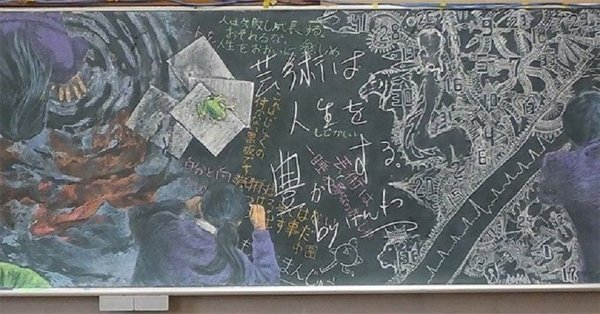 Шедевры мелом на школьной доске