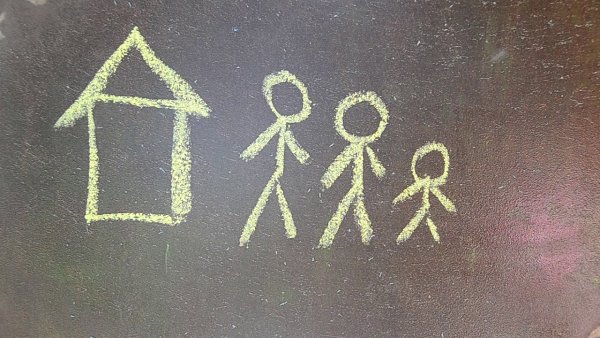 Семья рисунки мелками