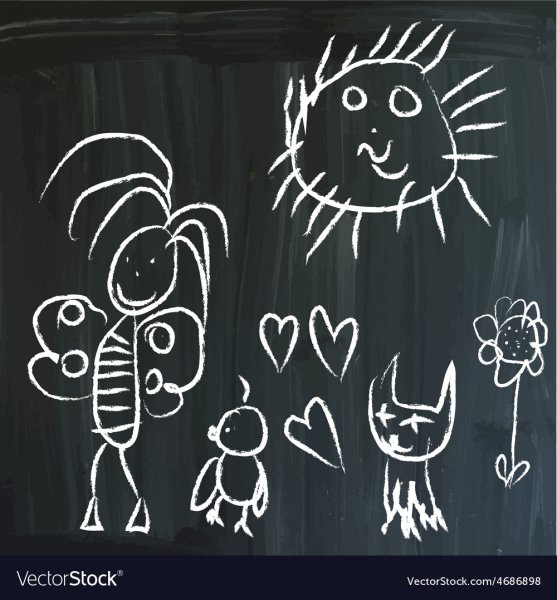 Меловая доска с детским рисунком