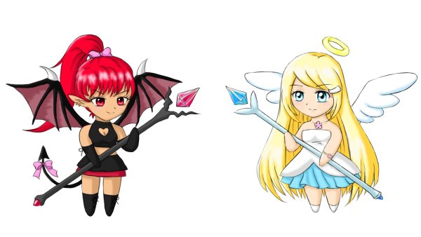 Ангел и демон мультяшные