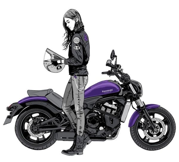 Девушка на мотоцикле арт