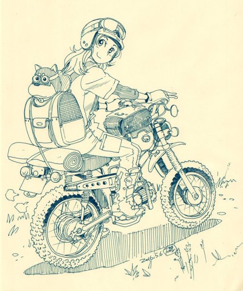 Аниме девочка на мотоцикле