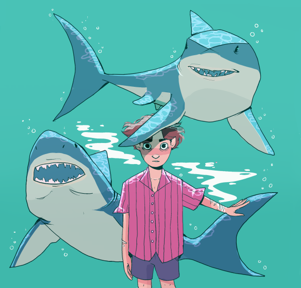 Акула в мультяшном стиле