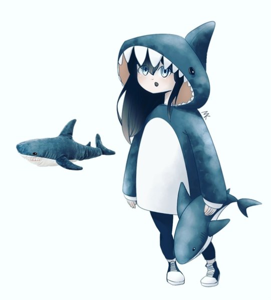Аниме в костюме акулы