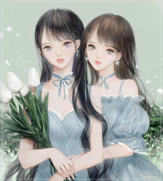 Девушки Близнецы арт