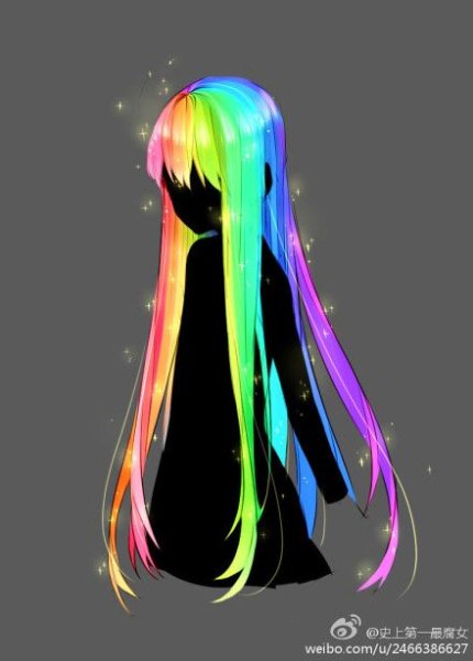 Радужные волосы аниме