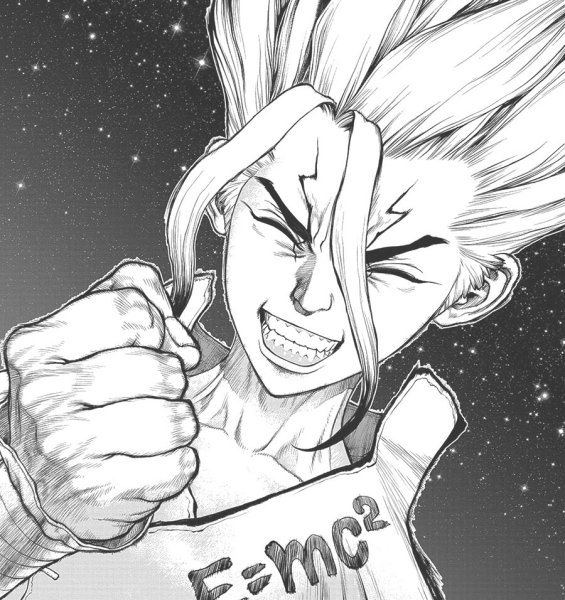 Доктор Стоун арт чёрно белый