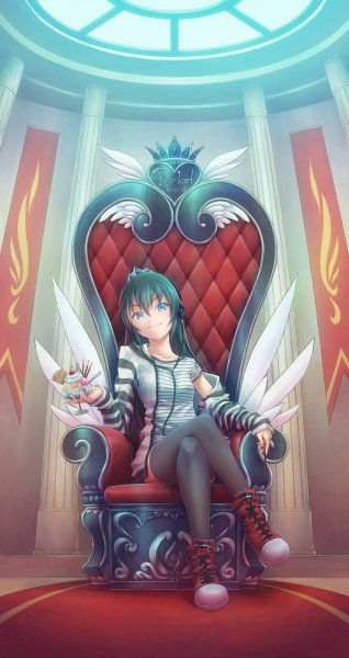 Аниме девушка на троне