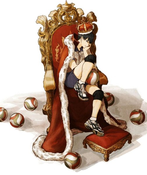 Персонаж сидит на троне