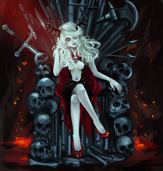 Девушка демон на троне