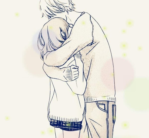 Аниме пара обнимается