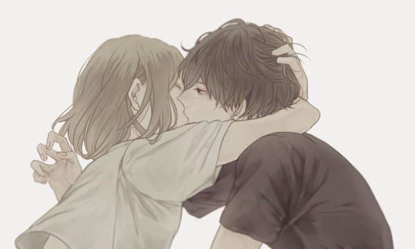 Аниме парочки обнимаются